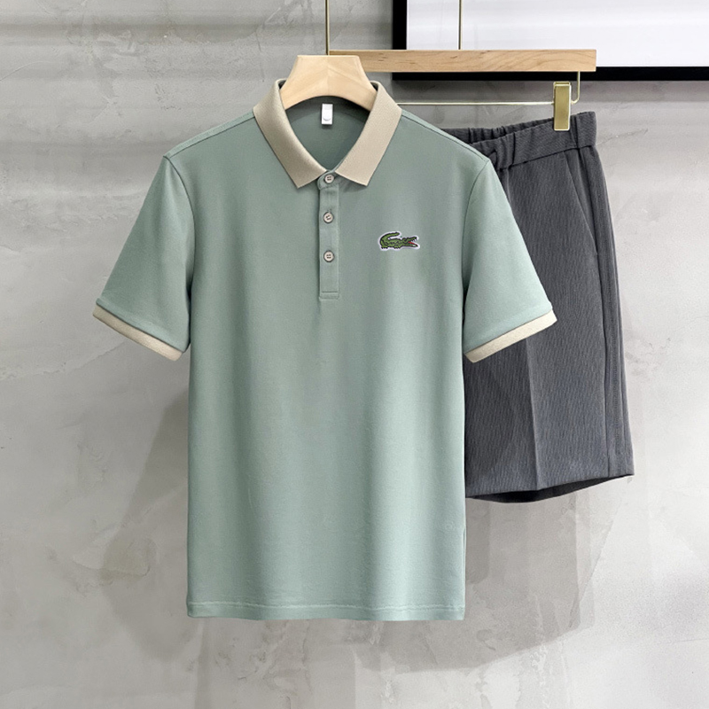 Summer men's polo shirt, mercerized cotton, thin business fashion, ice silk men's short-sleeved T-shirt, high-end dad's summer clothes