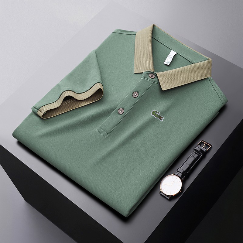 Summer men's polo shirt, mercerized cotton, thin business fashion, ice silk men's short-sleeved T-shirt, high-end dad's summer clothes