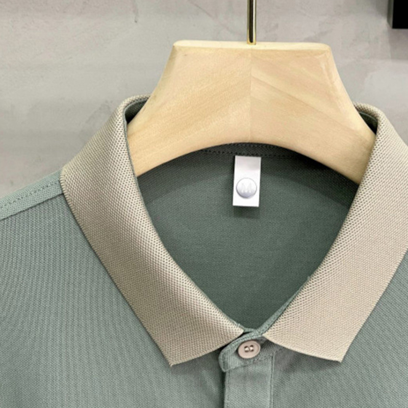 Summer men's polo shirt, mercerized cotton, thin business fashion, ice silk men's short-sleeved T-shirt, high-end dad's summer clothes