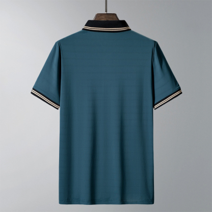 Men's polo shirt, high-end ice silk short-sleeved summer thin elastic breathable business casual t-shirt, men's polo shirt