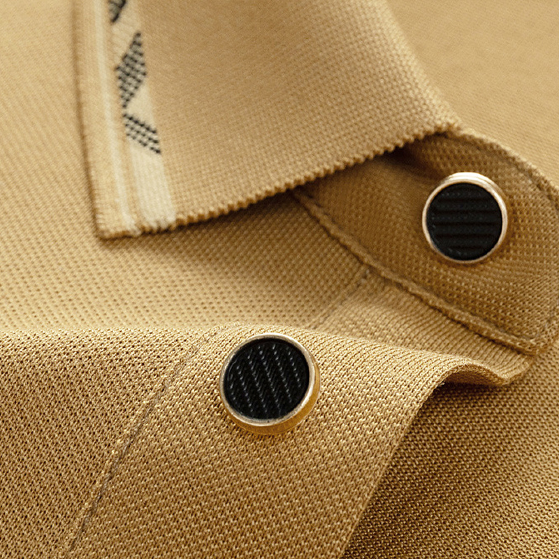 Men's summer new thin pearl fabric straight short sleeve business casual solid color POLO shirt men