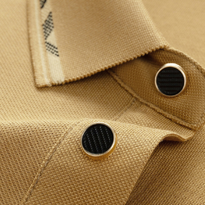 Men's summer new thin pearl fabric straight short sleeve business casual solid color POLO shirt men