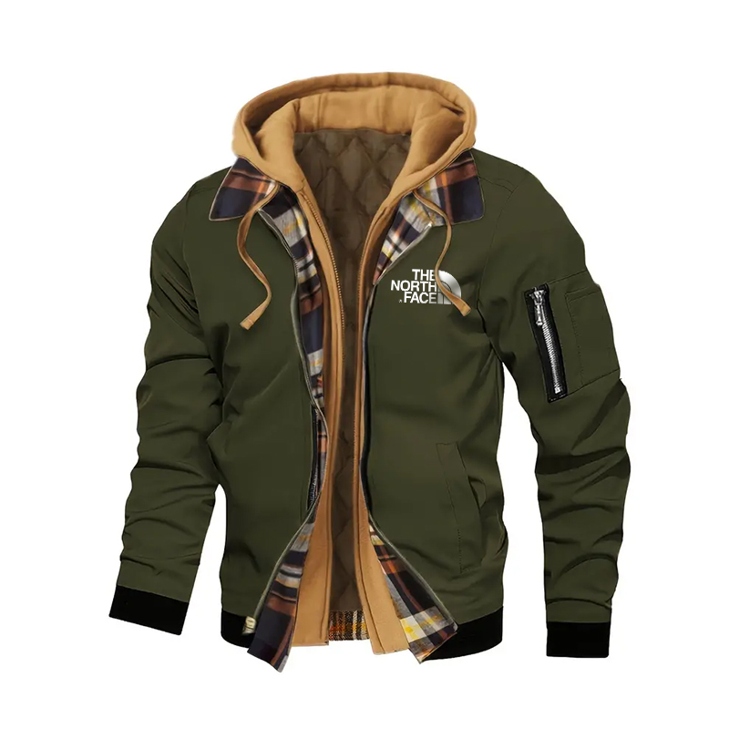 2024 TNF®-Men's Casual Fleece-Lined Hooded Jacket with Zip Pockets