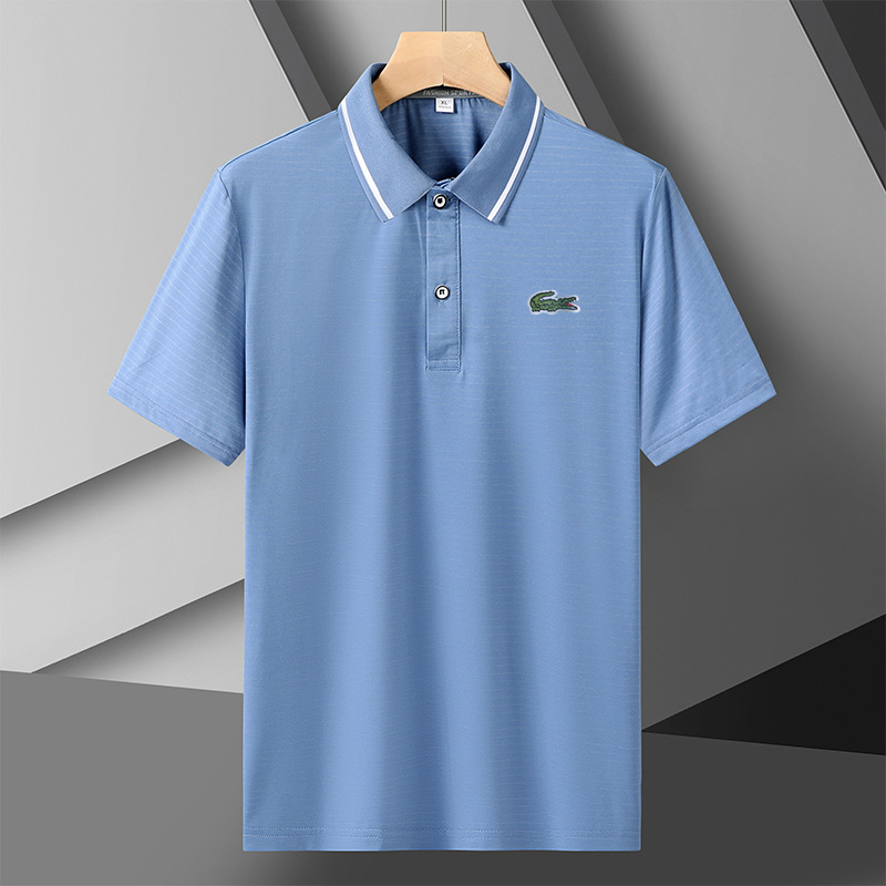 [Copy]Men's polo shirt, high-end ice silk short-sleeved summer thin elastic breathable business casual t-shirt, men's polo shirt