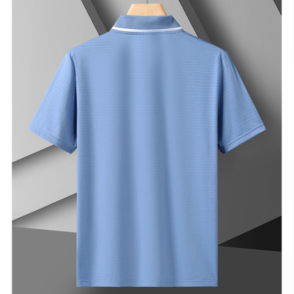 [Copy]Men's polo shirt, high-end ice silk short-sleeved summer thin elastic breathable business casual t-shirt, men's polo shirt