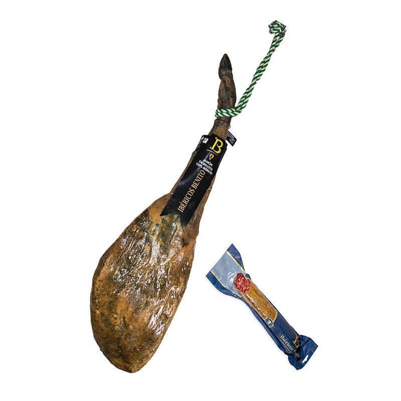 Jamón de Bellota 100% Raza Ibérica Benito + Regalo Salchichón Ibérico Bellota 500 gr