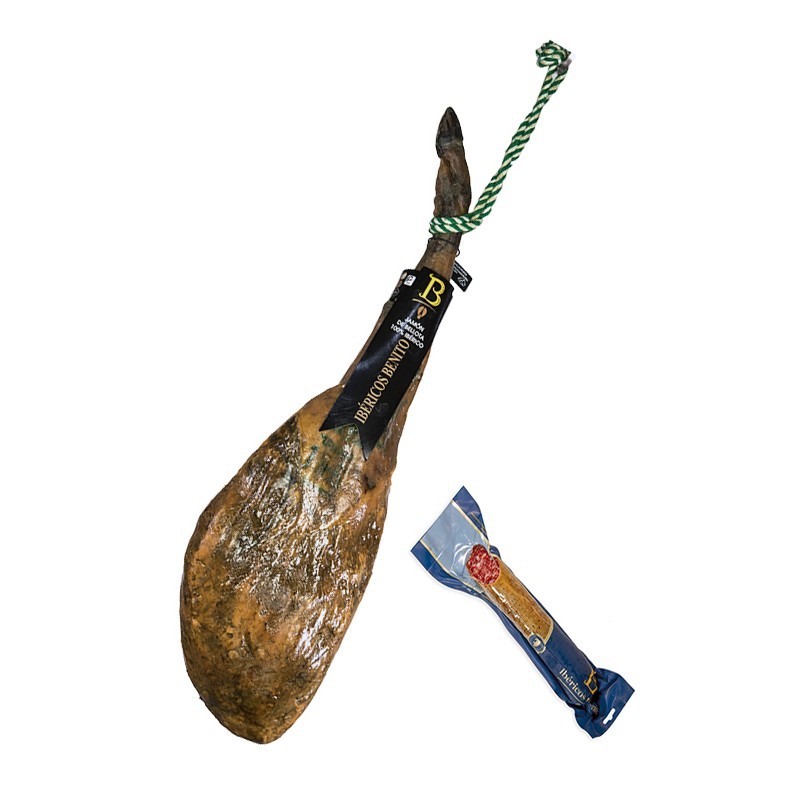 Jamón de Bellota 100% Raza Ibérica Benito + Regalo Salchichón Ibérico Bellota 500 gr