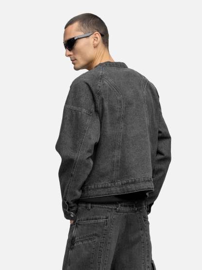 DENIM BIKER JACKET GRAIN