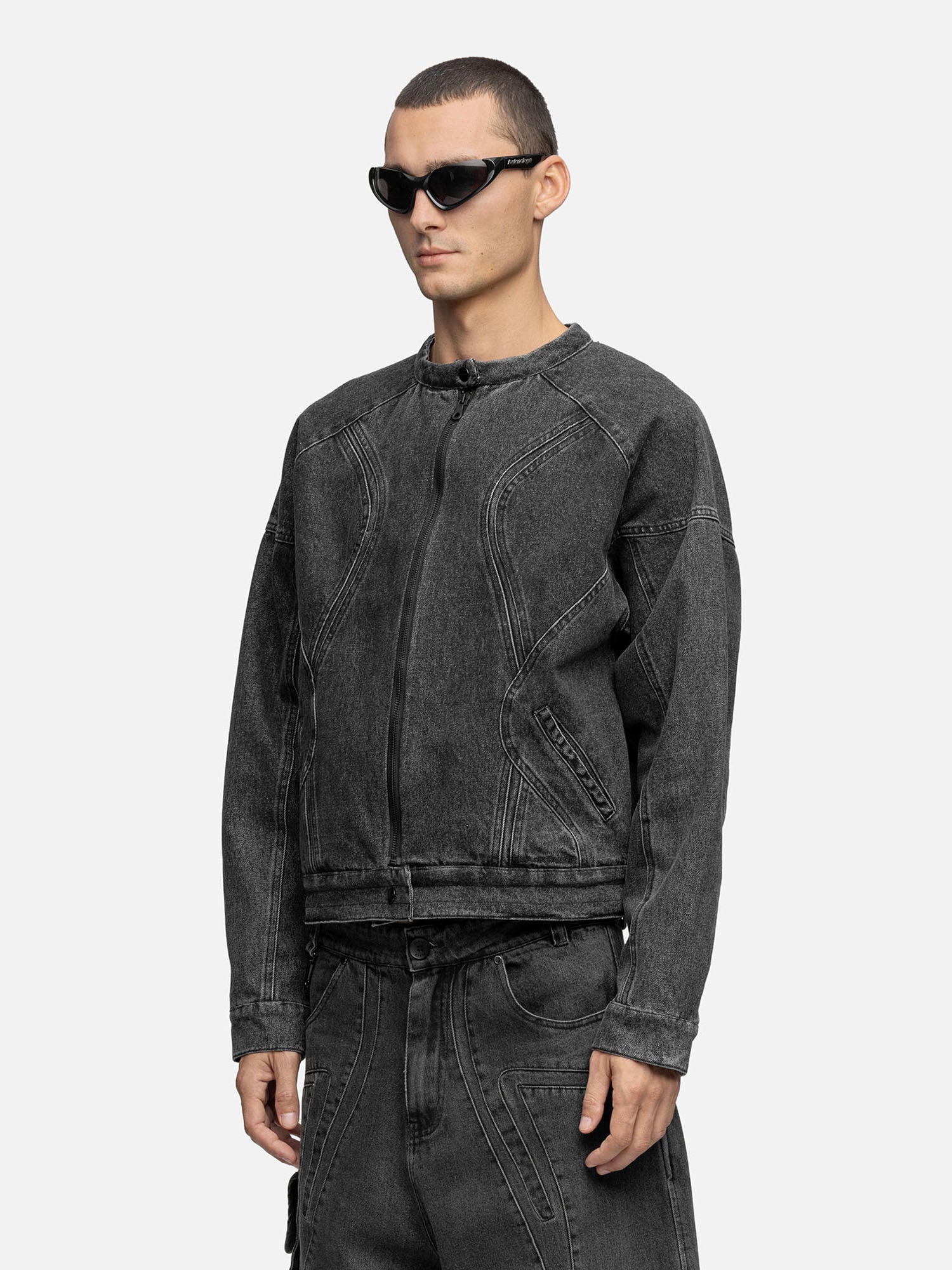 DENIM BIKER JACKET GRAIN
