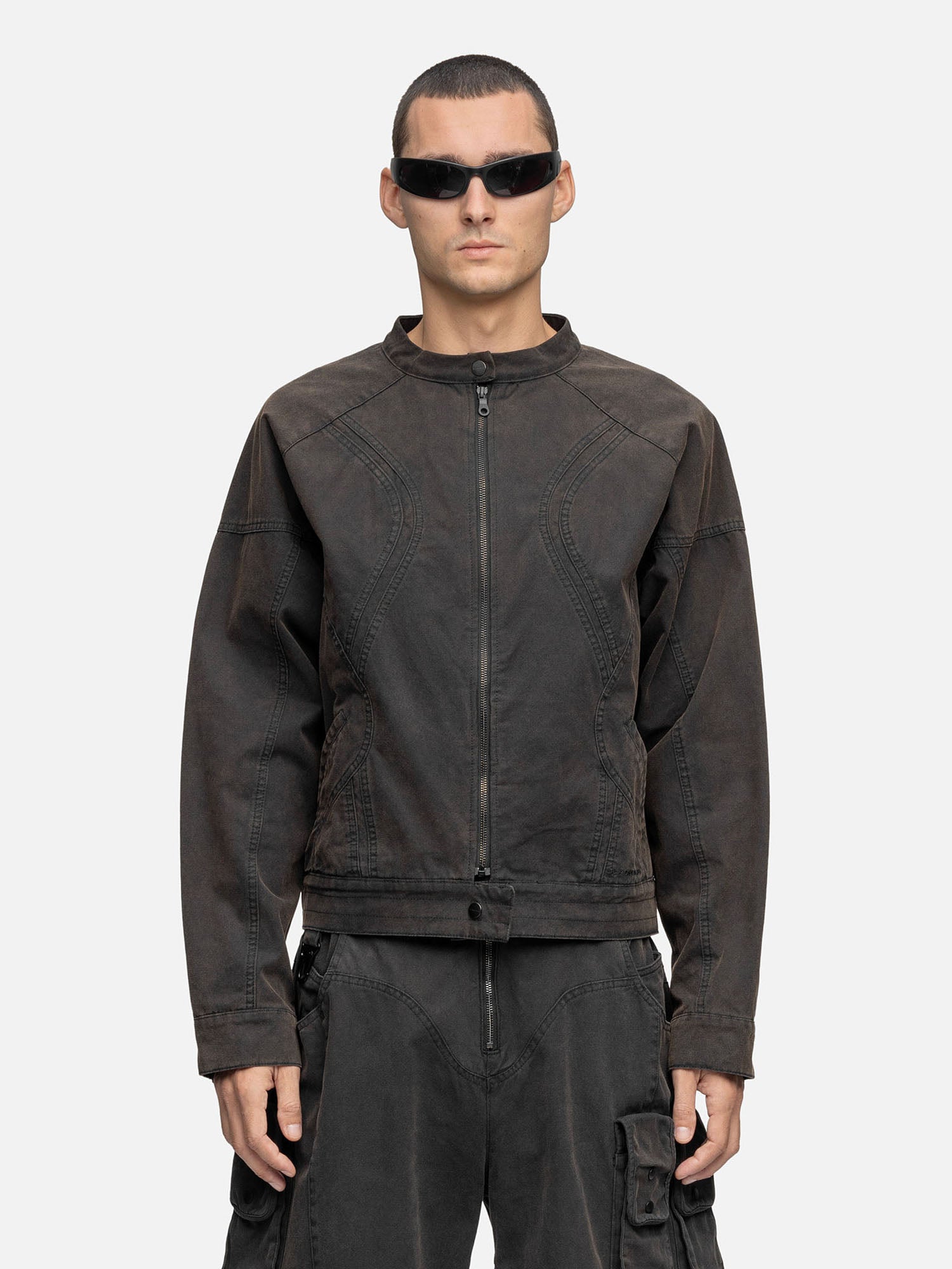 CANVAS BIKER JACKET RUST