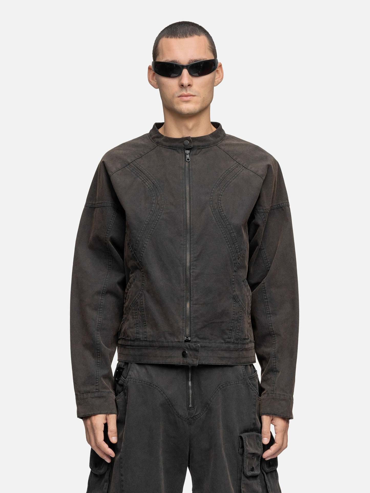 CANVAS BIKER JACKET RUST