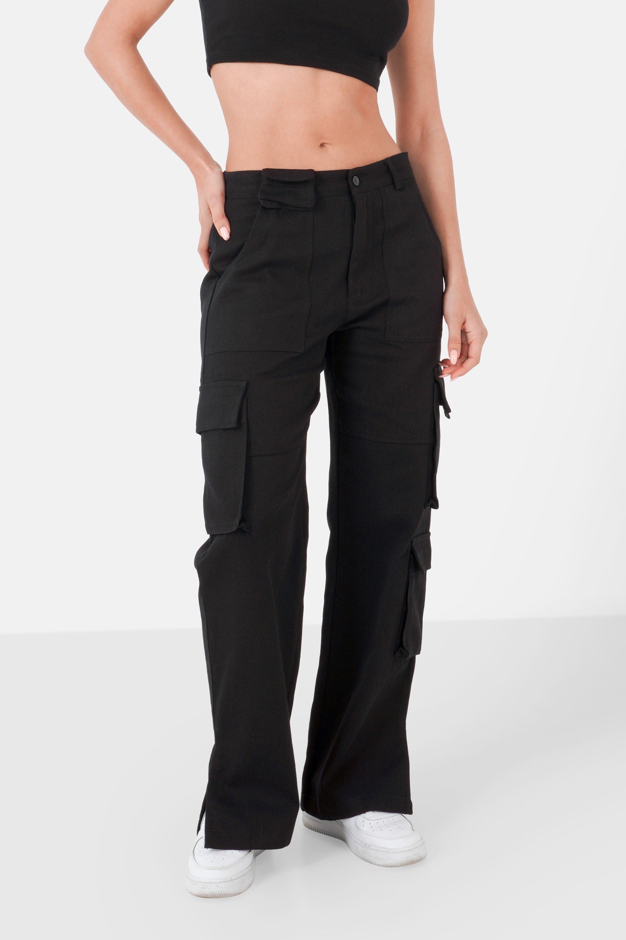 Straight cargo pants Black