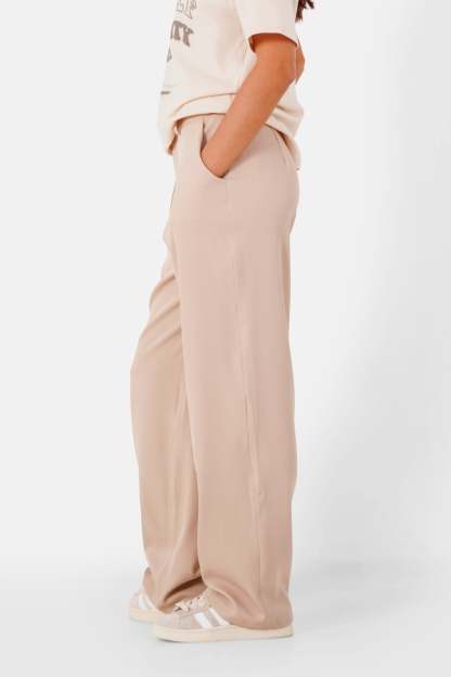 Beige reversible belted waist pants