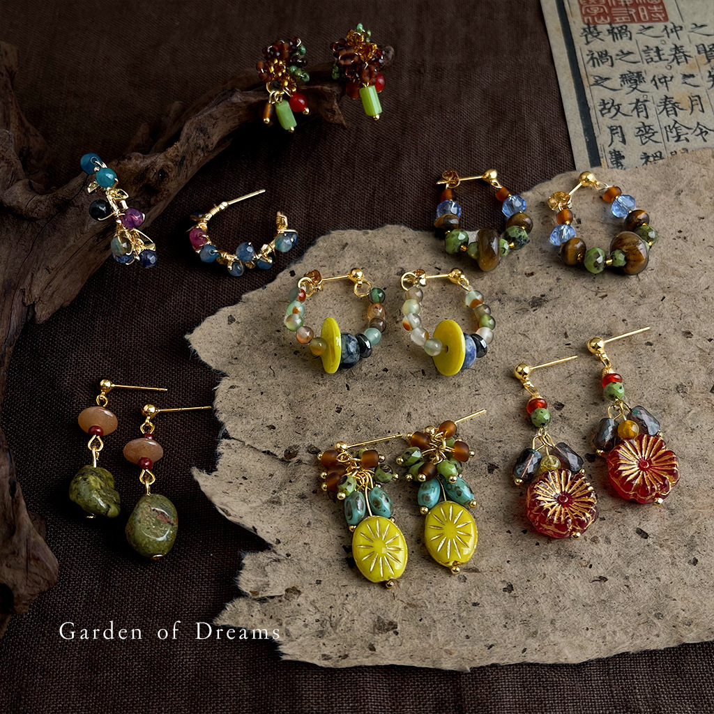 Oil painting style earrings