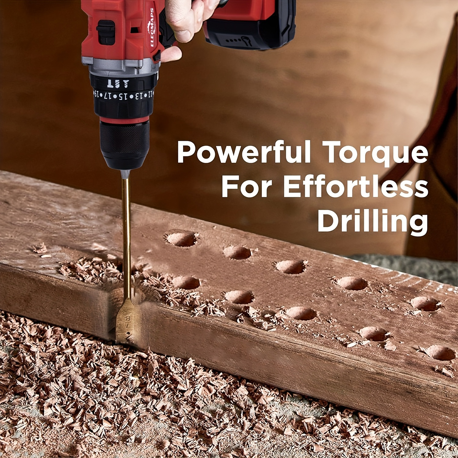 3/8" Brushless Cordless lmpact Drill - Compatible with M18 Battery- , Red/Black Design -Ideal for Drilling & Fastening