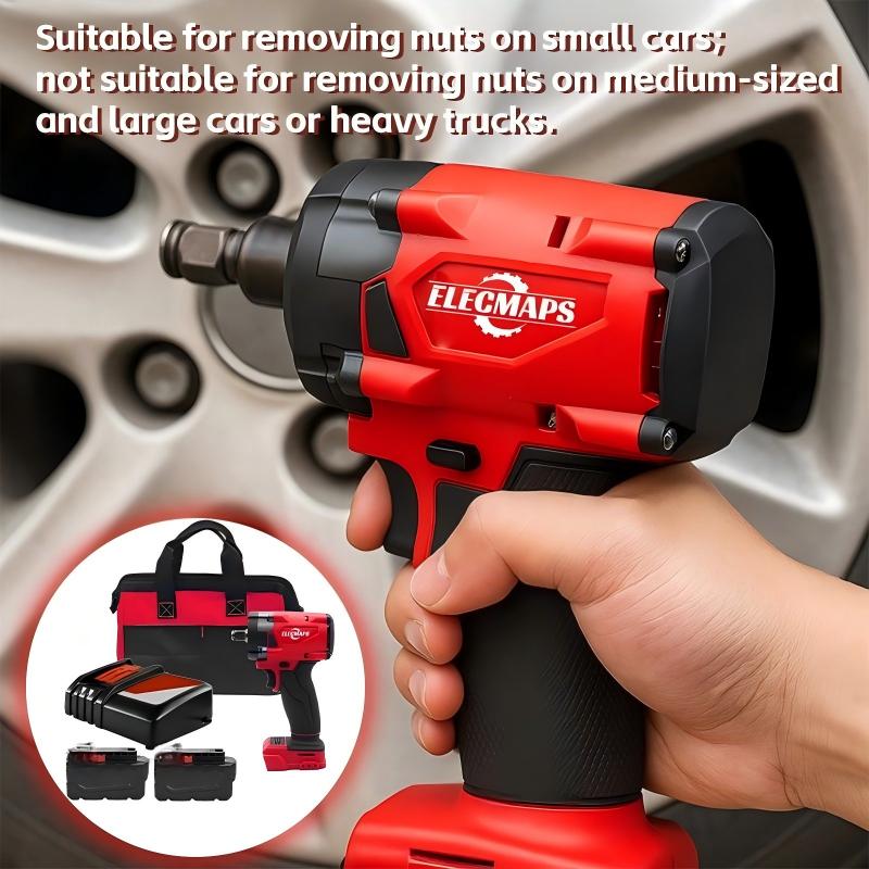 Brushless Impact Wrench 1/2", 350N Low Torque, Perfect for Home Use, Screw Removal & Drilling