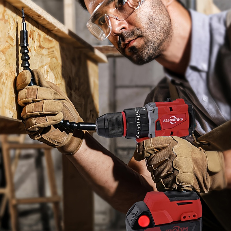 3/8" Brushless Cordless lmpact Drill - Compatible with M18 Battery- , Red/Black Design -Ideal for Drilling & Fastening