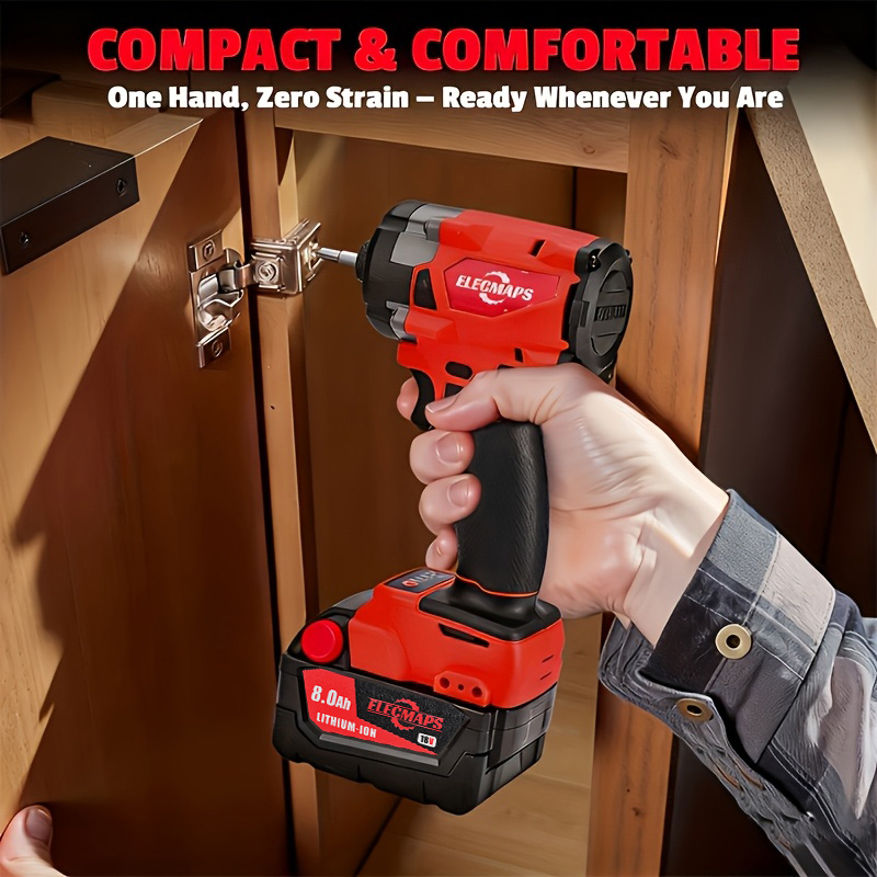1/4" Brushless Impact Driver - 3,200 RPM & 3,800 IPM , Red and Black