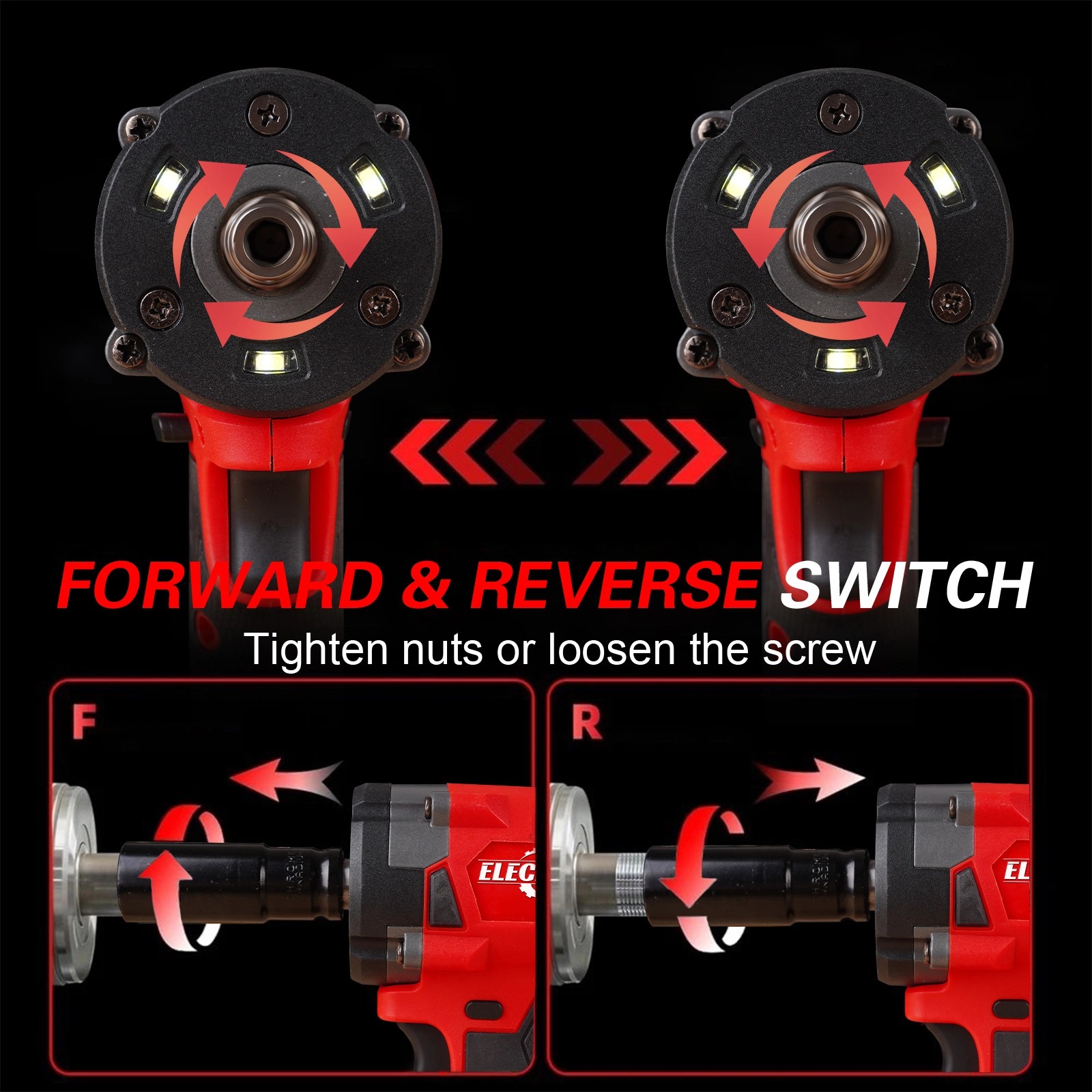 Brushless Impact Wrench 1/2", 350N Low Torque, Perfect for Home Use, Screw Removal & Drilling