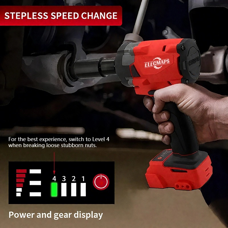 Brushless Impact Wrench 1/2", 350N Low Torque, Perfect for Home Use, Screw Removal & Drilling