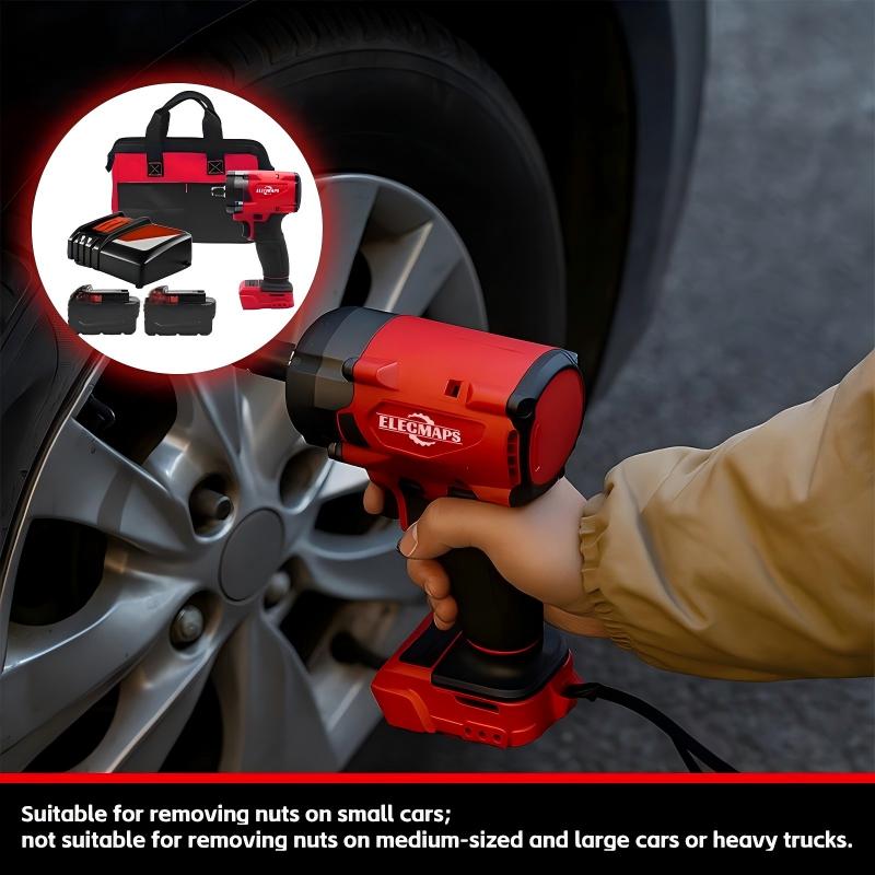 Brushless Impact Wrench 1/2", 350N Low Torque, Perfect for Home Use, Screw Removal & Drilling