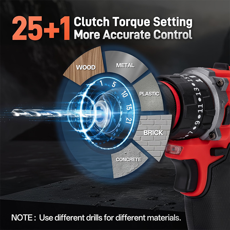 3/8" Brushless Cordless lmpact Drill - Compatible with M18 Battery- , Red/Black Design -Ideal for Drilling & Fastening