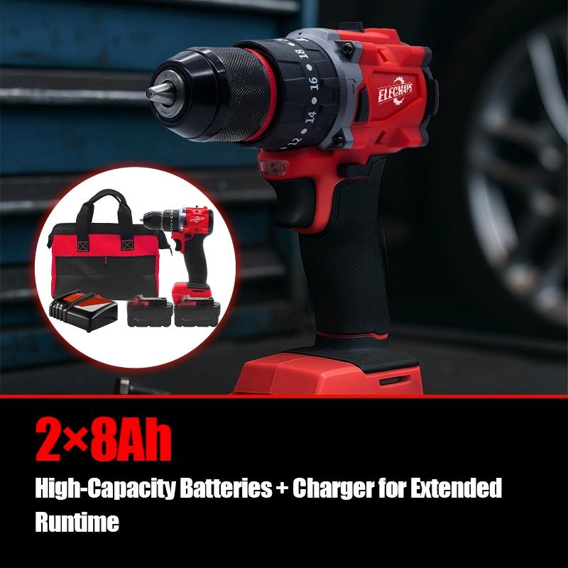 3/8" Brushless Cordless lmpact Drill - Compatible with M18 Battery- , Red/Black Design -Ideal for Drilling & Fastening