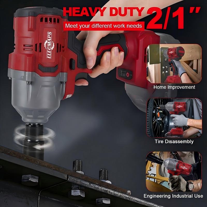 Cordless Impact Wrench 950 FT-LBS, 1/2 Inch Brushless Electric High Torque Wrench for Car Repair and Construction