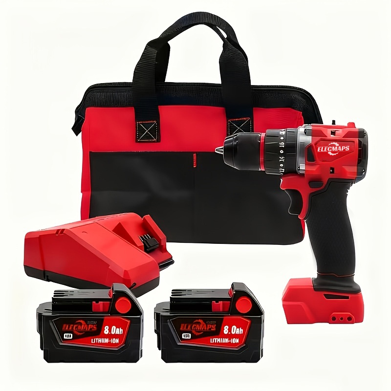 3/8" Brushless Cordless lmpact Drill - Compatible with M18 Battery- , Red/Black Design -Ideal for Drilling & Fastening