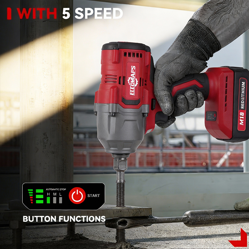 Cordless Impact Wrench 950 FT-LBS, 1/2 Inch Brushless Electric High Torque Wrench for Car Repair and Construction