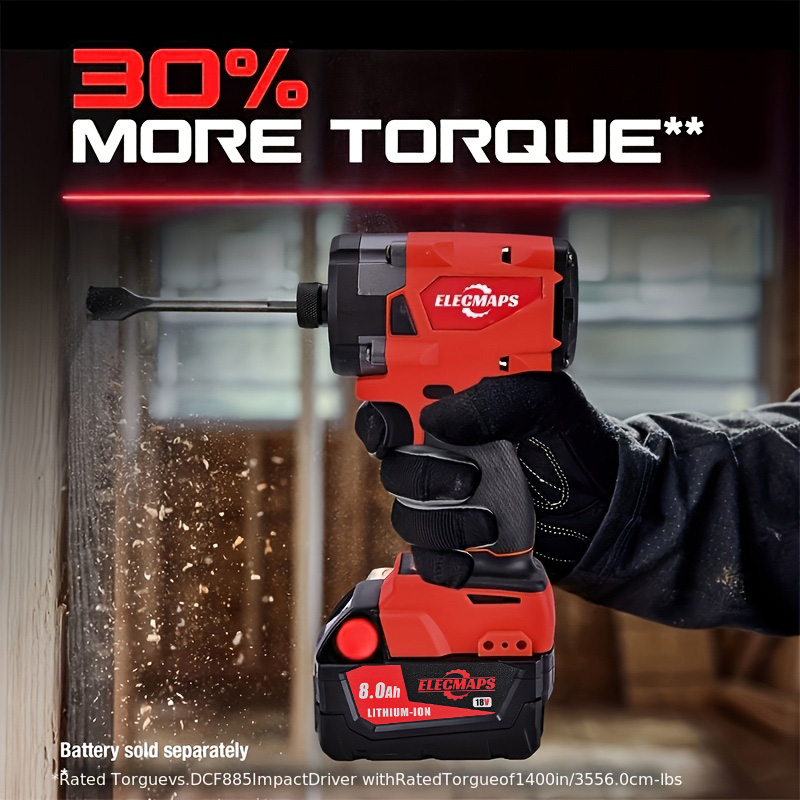 1/4" Brushless Impact Driver - 3,200 RPM & 3,800 IPM , Red and Black