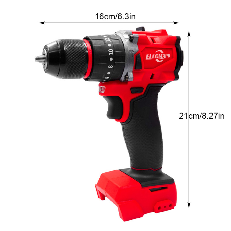 3/8" Brushless Cordless lmpact Drill - Compatible with M18 Battery- , Red/Black Design -Ideal for Drilling & Fastening