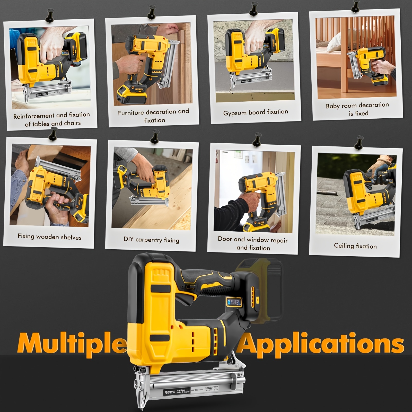 Suitable for DeWalt 20V Max 18GA cordless 2-in-1 brushless electric nail gun, ideal for home DIY and home renovation projects, compatible with 5/8 to 1-1/4 inch nails (100 nails included).