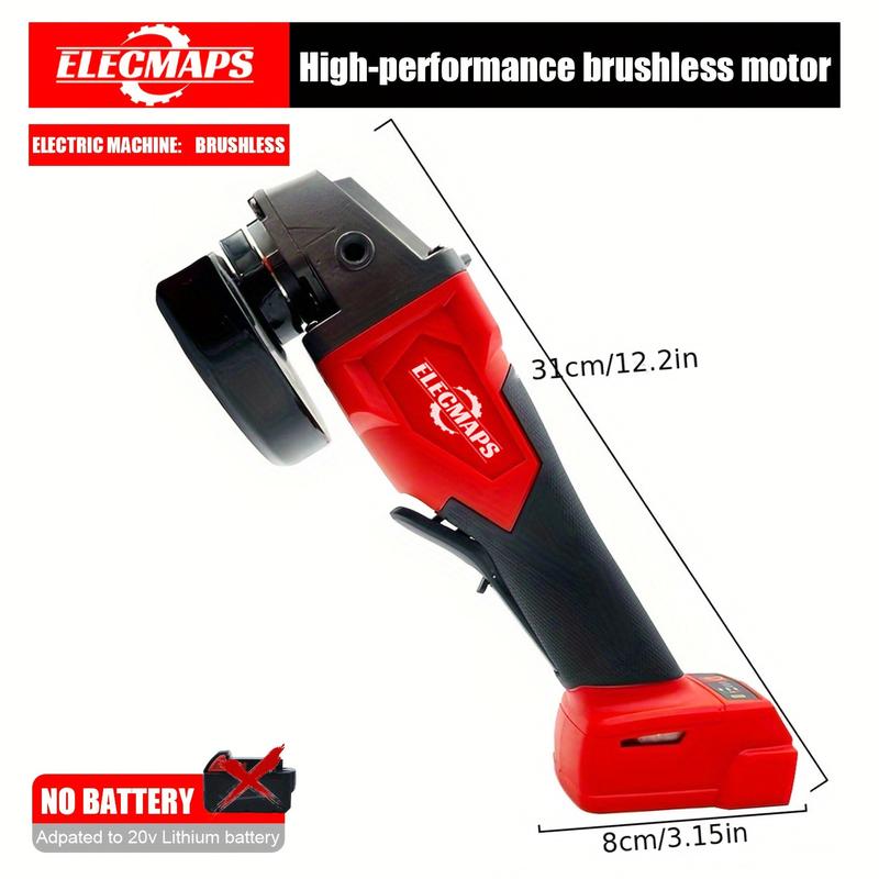 4-1/2" Angle Grinder – Wireless, Compatible Metal Cutting,Anti-Rust Removable Guard – Stainless Steel/Rubber Grip