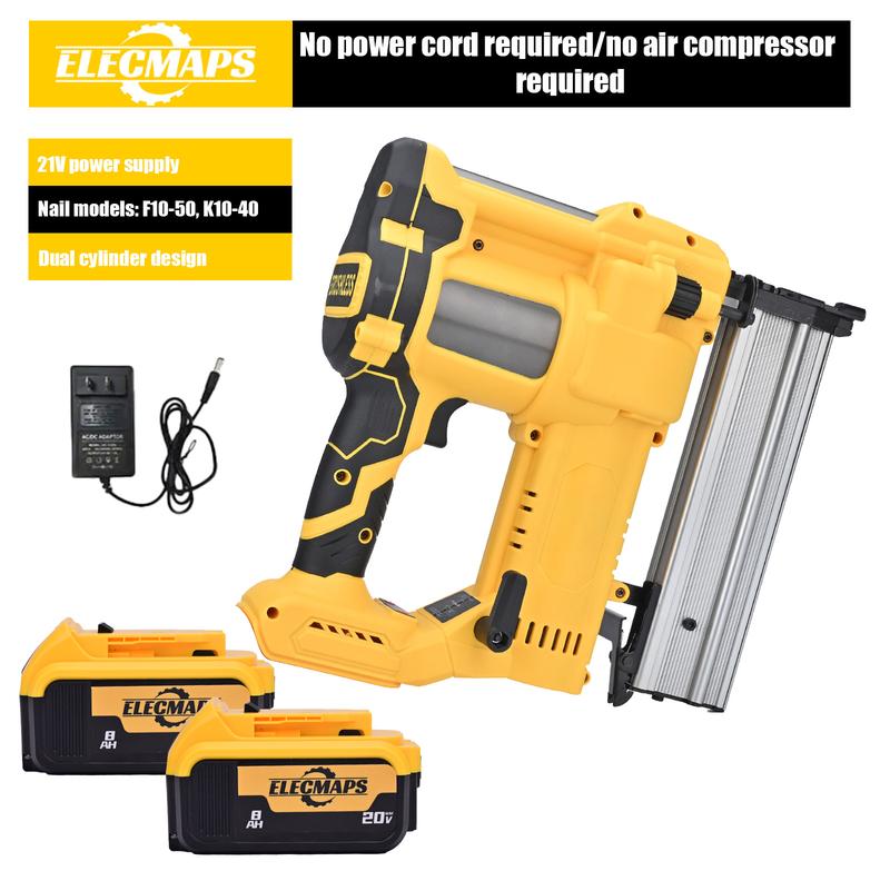 Powerful cordless electric nail gun, air pump heavy-duty nail gun, brushless electric nail gun, 2-in-1 electric nail gun, dual mode, tool only, suitable for home renovation and woodworking.