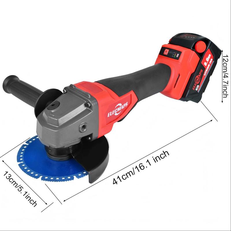 4-1/2" Angle Grinder – Wireless, Compatible Metal Cutting,Anti-Rust Removable Guard – Stainless Steel/Rubber Grip