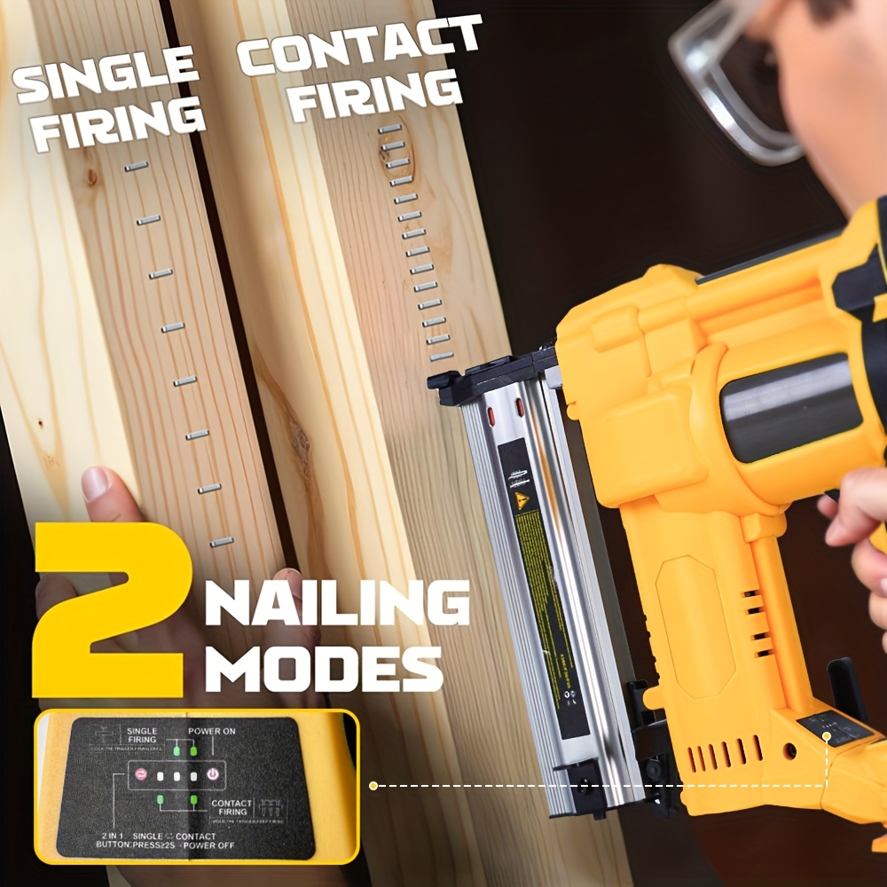 Powerful cordless electric nail gun, air pump heavy-duty nail gun, brushless electric nail gun, 2-in-1 electric nail gun, dual mode, tool only, suitable for home renovation and woodworking.