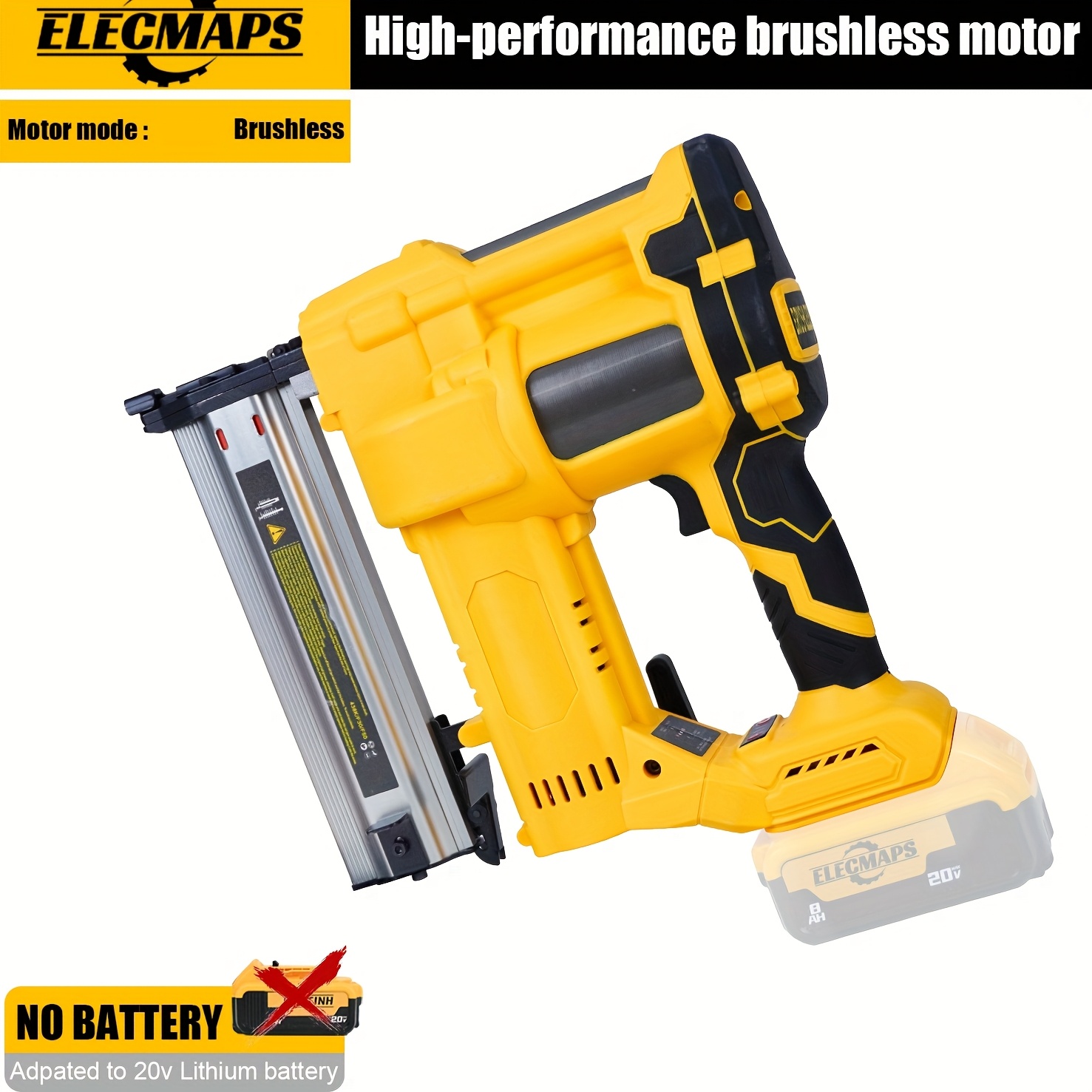 Powerful cordless electric nail gun, air pump heavy-duty nail gun, brushless electric nail gun, 2-in-1 electric nail gun, dual mode, tool only, suitable for home renovation and woodworking.
