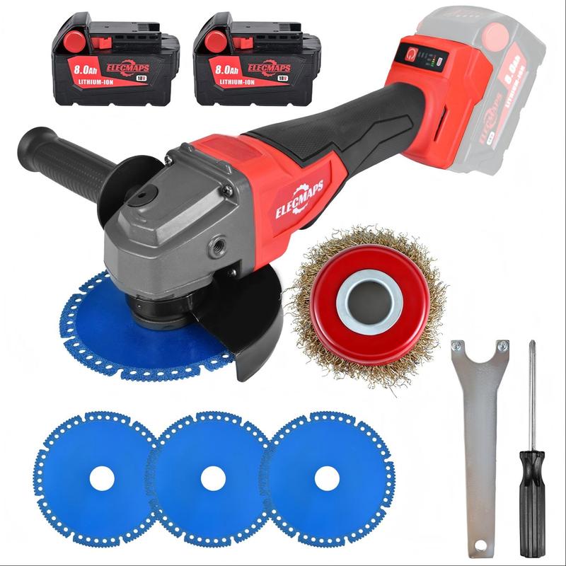 4-1/2" Angle Grinder – Wireless, Compatible Metal Cutting,Anti-Rust Removable Guard – Stainless Steel/Rubber Grip