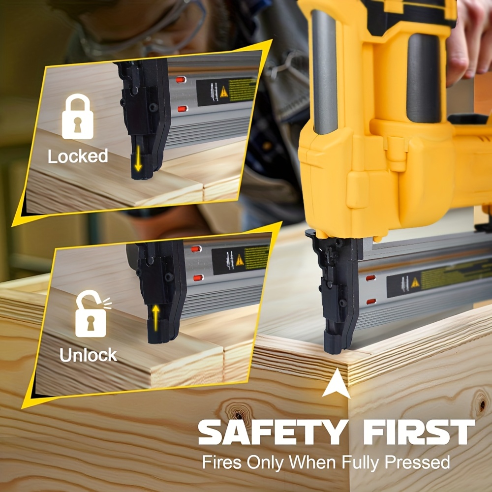 Powerful cordless electric nail gun, air pump heavy-duty nail gun, brushless electric nail gun, 2-in-1 electric nail gun, dual mode, tool only, suitable for home renovation and woodworking.