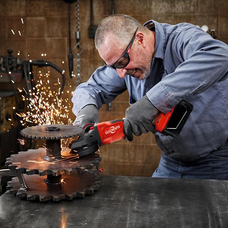 4-1/2" Angle Grinder – Wireless, Compatible Metal Cutting,Anti-Rust Removable Guard – Stainless Steel/Rubber Grip