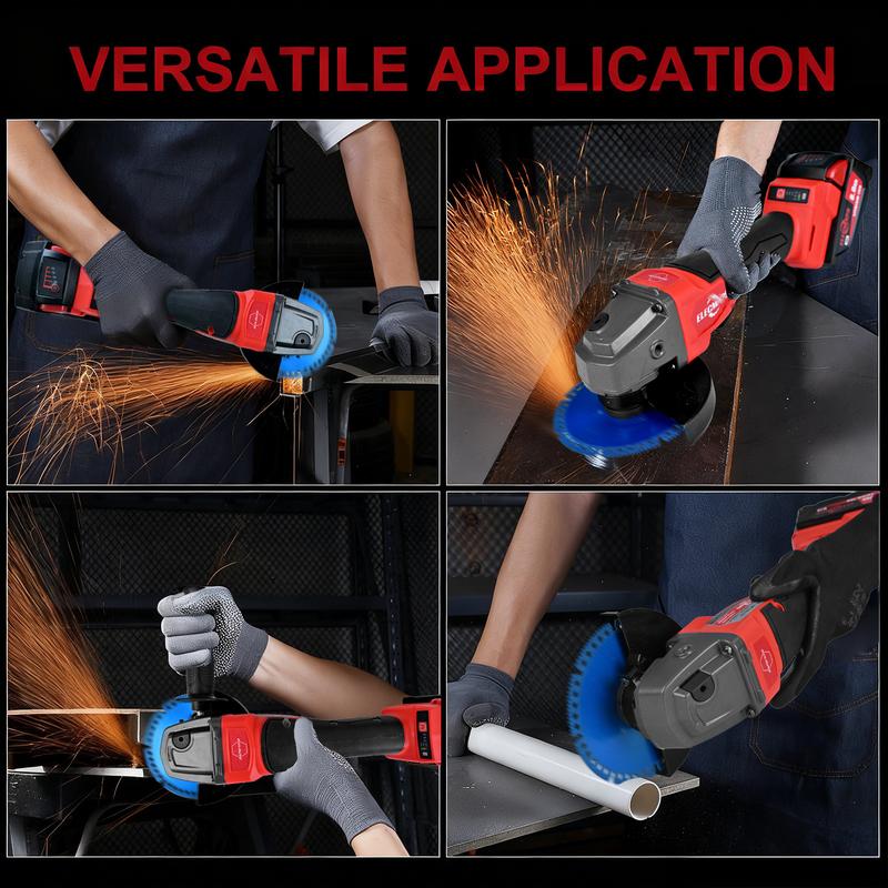 4-1/2" Angle Grinder – Wireless, Compatible Metal Cutting,Anti-Rust Removable Guard – Stainless Steel/Rubber Grip