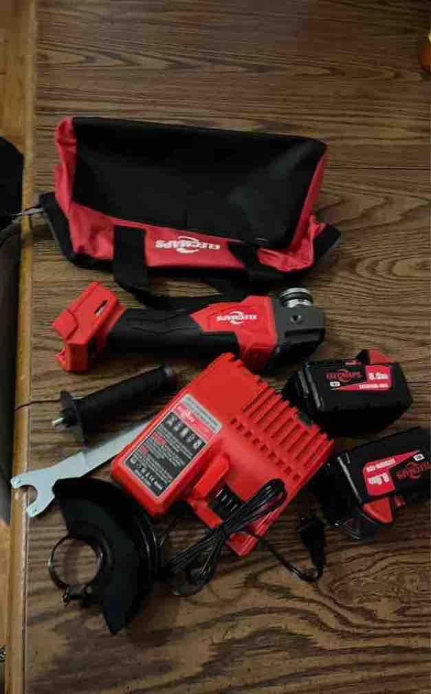 4-1/2" Angle Grinder – Wireless, Compatible Metal Cutting,Anti-Rust Removable Guard – Stainless Steel/Rubber Grip