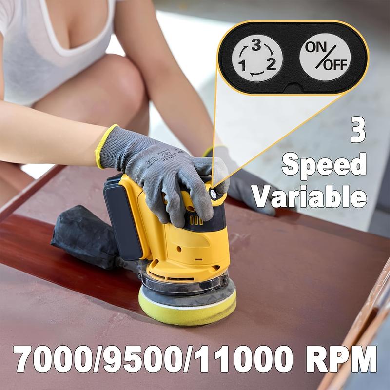 20V Cordless Brushless Orbital Sander Kit – Variable Speed Handheld Sander with Dust Collector & Sanding Pads, Compatible with 20V Battery System for Woodworking, Polishing & DIY Projects
