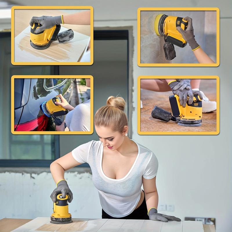 20V Cordless Brushless Orbital Sander Kit – Variable Speed Handheld Sander with Dust Collector & Sanding Pads, Compatible with 20V Battery System for Woodworking, Polishing & DIY Projects