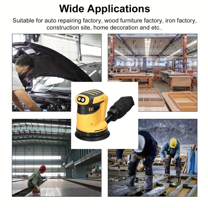 20V Cordless Brushless Orbital Sander Kit – Variable Speed Handheld Sander with Dust Collector & Sanding Pads, Compatible with 20V Battery System for Woodworking, Polishing & DIY Projects