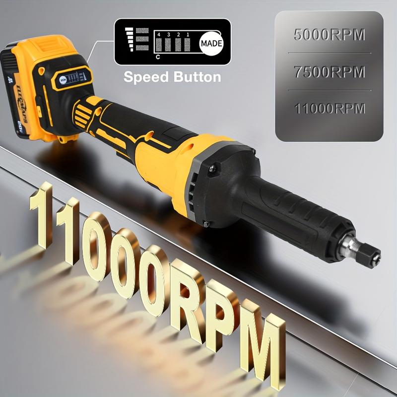 High-Speed 11000 RPM Cordless Straight Grinder | Fits DEWALT 20V Batteries, Perfect for Rust, Metal & DIY Polishing