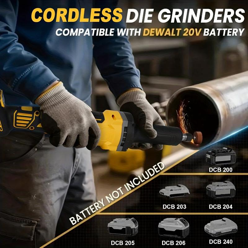 High-Speed 11000 RPM Cordless Straight Grinder | Fits DEWALT 20V Batteries, Perfect for Rust, Metal & DIY Polishing