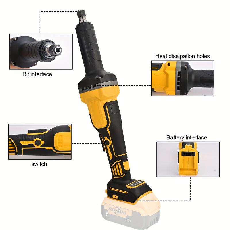 High-Speed 11000 RPM Cordless Straight Grinder | Fits DEWALT 20V Batteries, Perfect for Rust, Metal & DIY Polishing