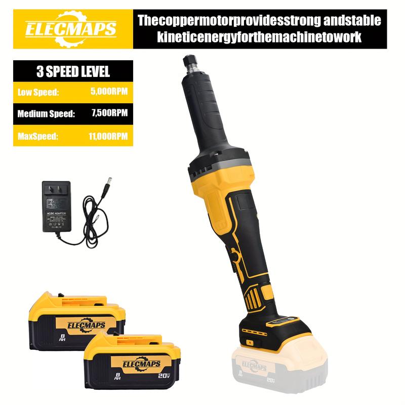 High-Speed 11000 RPM Cordless Straight Grinder | Fits DEWALT 20V Batteries, Perfect for Rust, Metal & DIY Polishing
